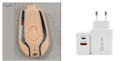 1500mAh Schlüsselanhänger Telefon Ladegerät, Mini Power Notfall Pod Kompatibel iPhone oder Typ-C Schnellladung Power Bank Schlüsselbund