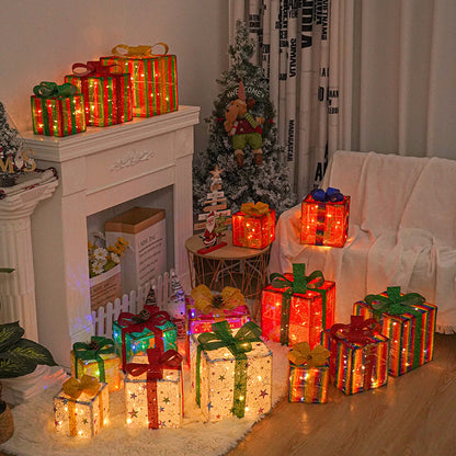Weihnachtsdekoration 3 Leuchtende Geschenkelichter als Dekoration