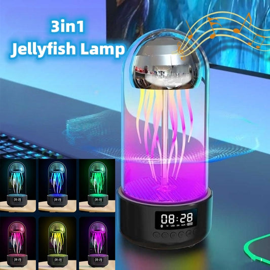 Creative 3in1 Farbfrohe Jellyfish Lamp mit Weckerfunktion Tragbare Stereo Decoration Bluetooth Lautsprecher