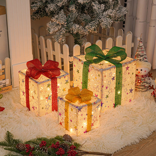 Weihnachtsdekoration 3 Leuchtende Geschenkelichter als Dekoration